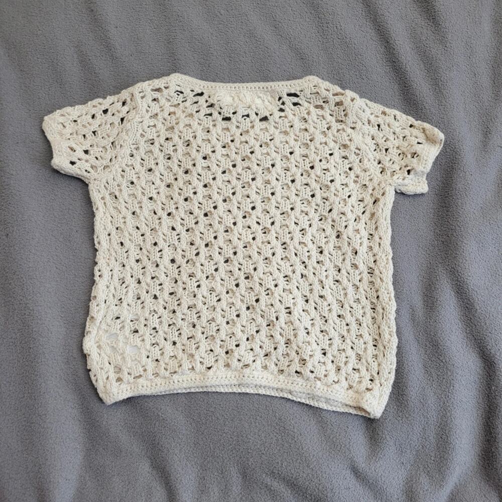 LOGG H and M Baby Girls 2T‎ Beige Crochet Sweater See Through Pullover - Picture 5 of 7